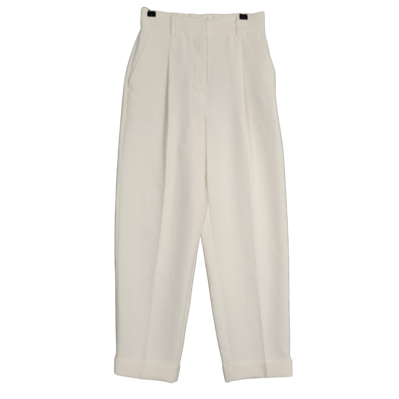 WILFRED Cream Pleat Front High Rise Cropped Cuffed Pants Elastic Waist SIZE 2