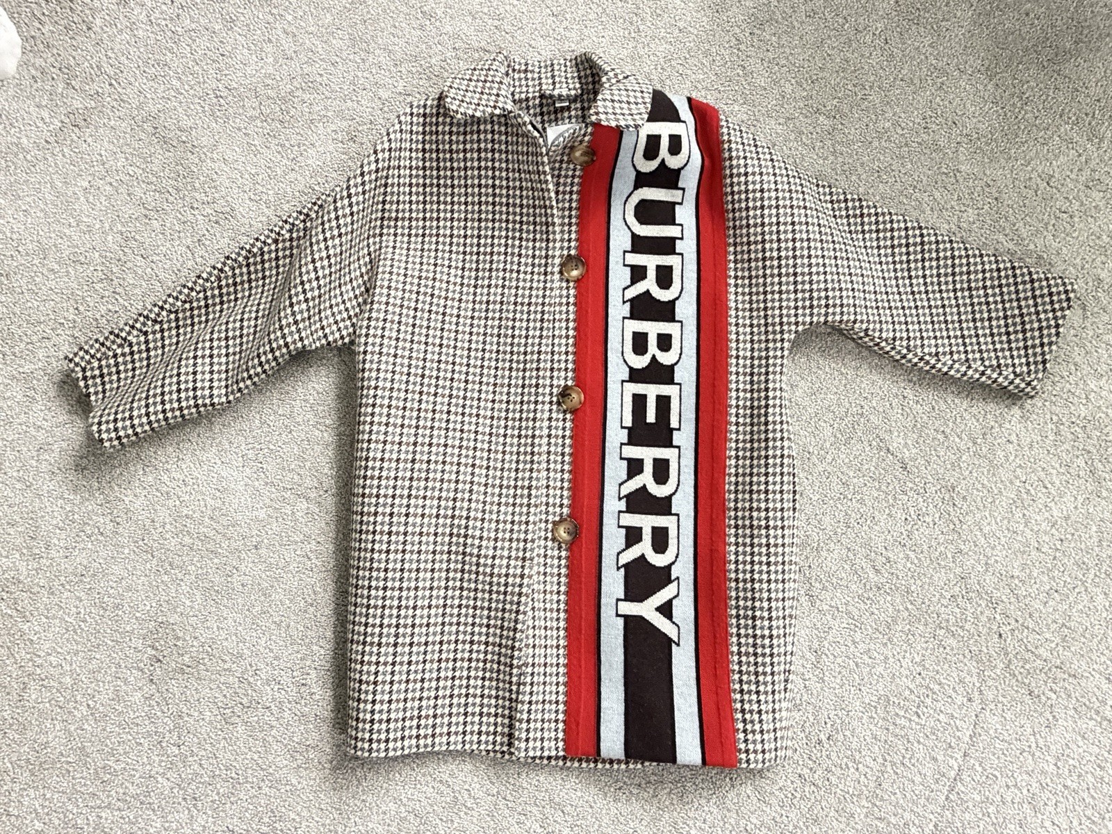 Burberry Houndstooth Logo Button Jacket Brown Whi… - image 1