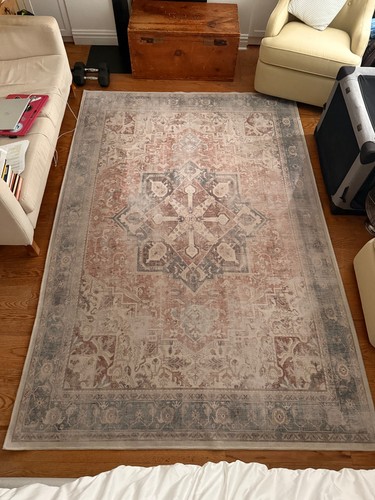 Ruggable Kamran Coral Rug 6'x9' Rug only. No Pad.