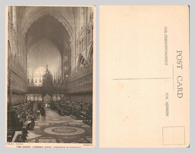 Alte Postkarte - Der Chor, Blick nach Westen Chester Kathedrale UNBESENDET
