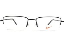 Nike Eyeglasses Frames 8179 001 Satin Matte Black Half Rim Rectangular 53-19-140