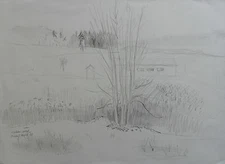 JOHN CUNNINGHAM RGI 1926-1998 ORIGINAL DRAWING KILCHOAN HOTEL 1985  PROVENANCE 