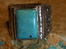 New Mens Size 9 1/4 Sterling Silver Kingman Turquoise Ring Navajo E Richards