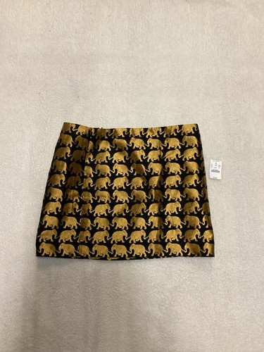 J. Crew Black with Gold Elephants Skirt Size 12