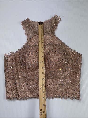 Embellished Laced Top size 3/4 Crop Top Light Pink - Picture 3 of 8