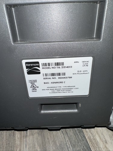 Kenmore Progressive HEPA/ 116/Canister Vacuum/Power Mate/All Floor CANISTER ONLY - Picture 5 of 6