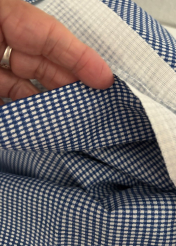 VTG 3.5 Yd QUILT Classic Small BLUE GINGHAM Check Plaid Cotton FABRIC 44WX124"L