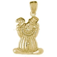 New 14k Gold Clown Pendant