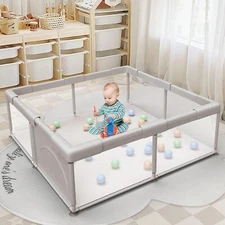 Baby Playpen 51"x51"x27" for Indoor & Outdoor with Breathable Mesh - Grey *NEW*