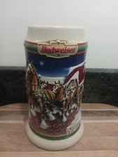 1998 Budweiser Holiday Stein "GRANTS FARM HOLIDAY" Anheuser-Busch, 