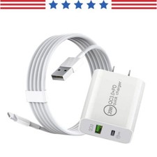 For iPhone 14 13 12 11 XR 8 6 Lot 20W PD QC Fast Charger Wall Adapter USB Cable