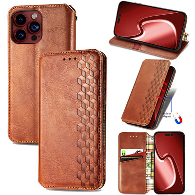 Magnetic Closure For Various Phone HOT Leather Card Wallet Case Flip Stand Cover