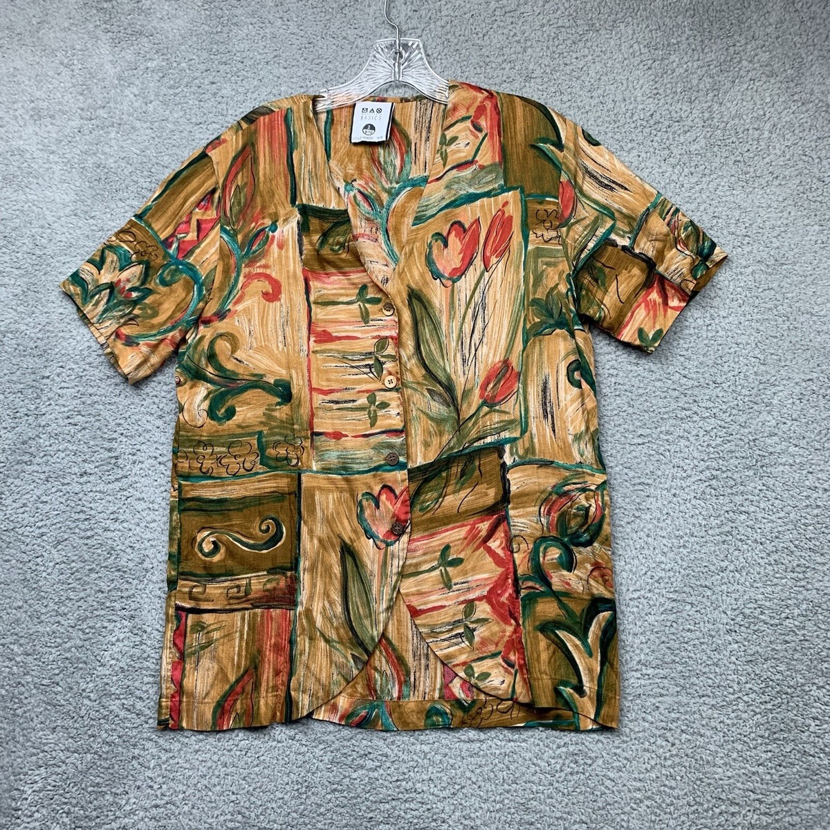 Max Studio Basics Shirt Womens (8-10) Vtg Floral Art to Wear