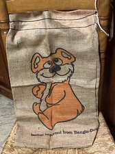 VTG Burlap Sack Drawstring Bag Honey Bear Imported Bangla-Desh NOS Craft ADVER.