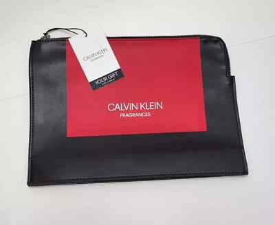 Calvin Klein Fragrances Cosmetic Pouch Makeup Bag Black Red Promo Carry Pouch