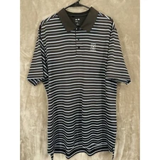 Adidas Climalite Golf Polo Shirt Mens XL Brown Blue Stripes TPC Sugarloaf Logo