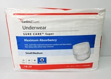 Cardinal Health Underwear Sure Care Super Adult Small Medium Maximum Absorbency