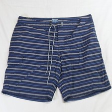 J.CREW 34 x 9" Blue Horizontal Stripe Mesh Lined Swim Trunks Beach Shorts