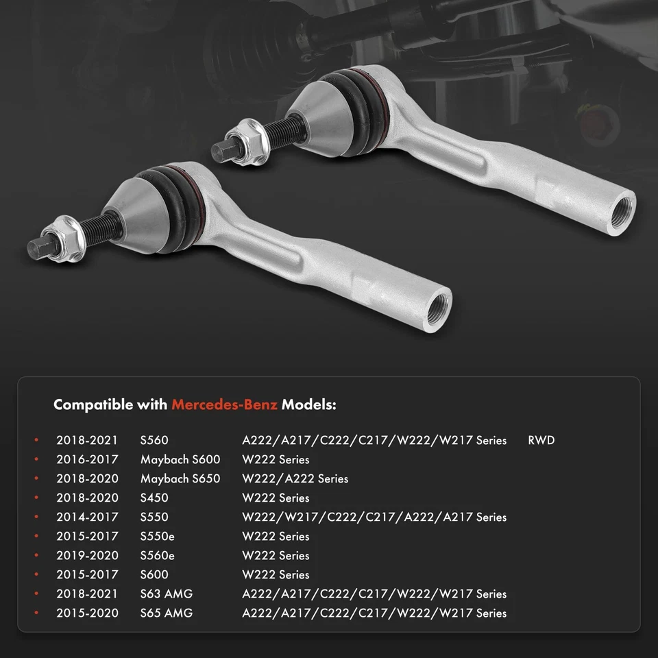 2x Front Outer Steering Tie Rod End for Mercedes-Benz S550 2014-2017 S450 S560 - Image 2 of 4