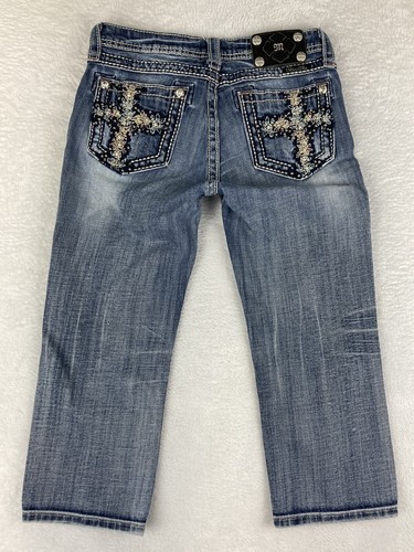 Miss Me Juniors Capri Low Rise Blue Denim Jeans Size 16 - Picture 9 of 13