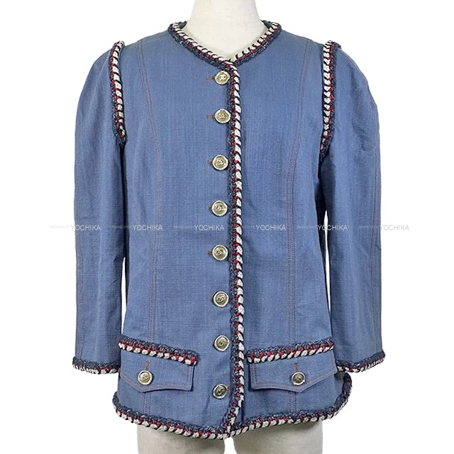 Chanel — [Pre-loved] CHANEL Denim with Coco Mark buttons and tricolor tweed Blue/Mult...