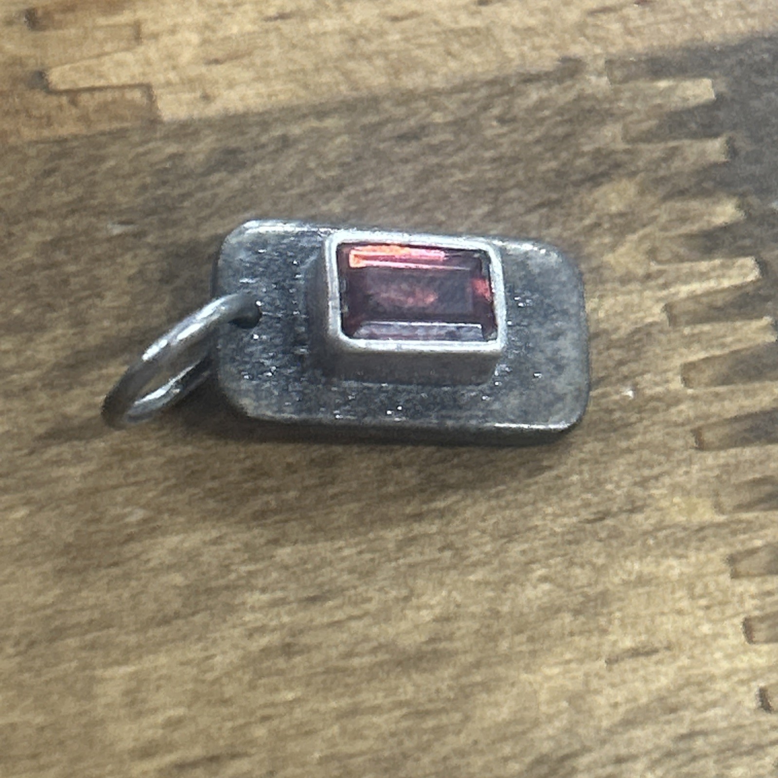 Sterling Silver Brown Stone Rectangle Pendant 3.2… - image 2