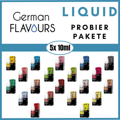 5x 10ml Intense by German Flavours Probierboxen - alle Sorten - 50ml Liquid