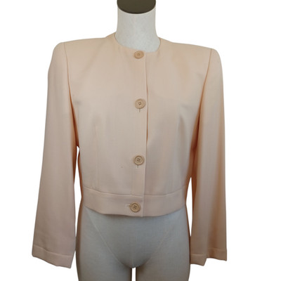 Giorgio Armani Le Collezioni Wool Blazer Womens 8 Cropped Length Cream Peach