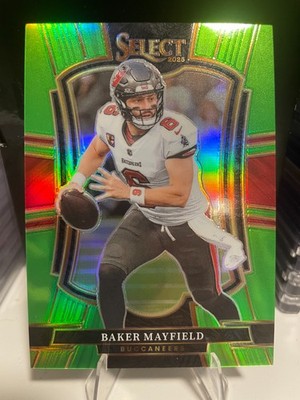 Baker Mayfield 2025 Select Premier Level-  NEON GREEN PRIZM /49