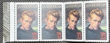 US Scott 3082 Stamp Plate Strip of 4, MNH 32 Cents James Dean