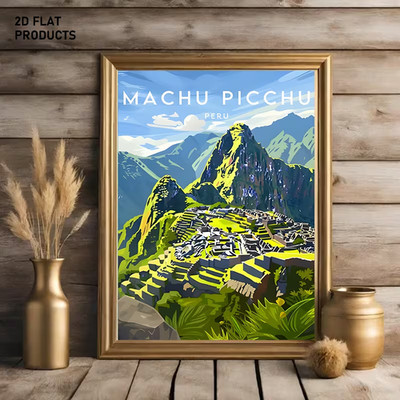Leinwanddruck   Machu Picchu Zeichnung Wohndekoration  Canvas  Wandbild