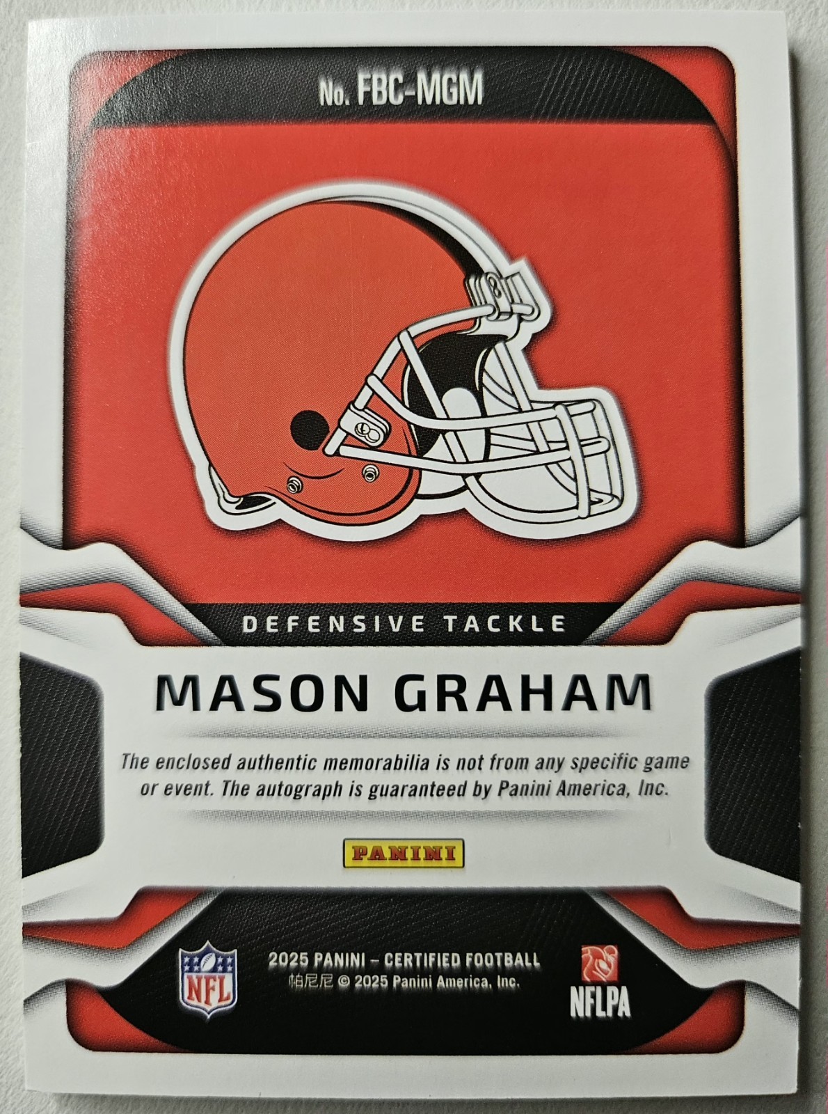 2025 PANINI CERTIFIED NFL FRESHMAN FABRIC ROOKIE PATCH AUTO /99 MASON GRAHAM RPA view 5