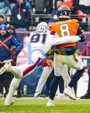 Elijah Ponder Sacks Stidham 2025 AFC New England Patriots 8x10 NFL Photo