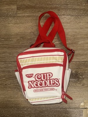 Nissin Cup Noodles Crossbody Mini Backpack Bag - Red/White. NEW W/O TAGS