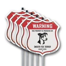 Warning Property Protected by Smooth Fox Terrier Made in Shield Sign With Stake