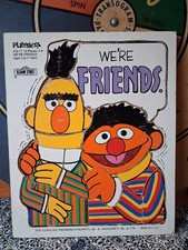 1976 VINTAGE PLAYSKOOL SESAME STREET BERT ERNIE WE'RE FRIENDS WOODEN PUZZLE