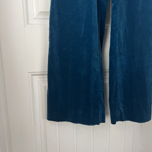 Vtg 60/70s Sue Brett Velvet Flare Jumpsuit Cap Sleeves Disco Retro Festival S - Picture 4 of 7