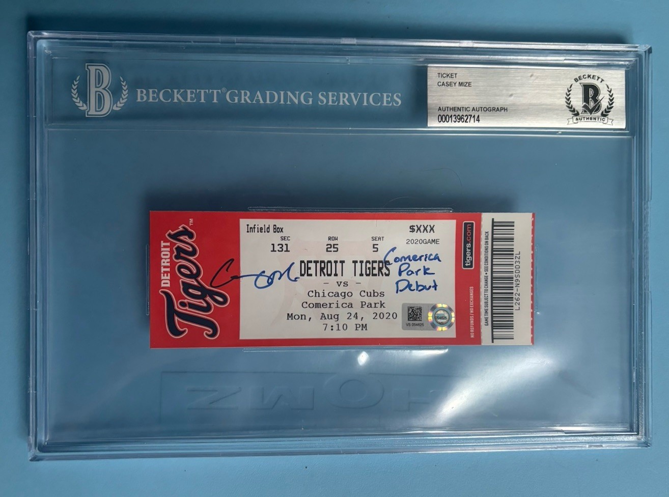 Casey Mize Signed Ticket BAS Authenticated-Detroit Tigers Comerica Park Debut