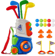 Toddler Golf Clubs Set Kids Golf Toys Portable Cart Ball Tees Gift for Boys