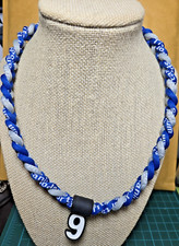 Vtg Twisted Titanium Ropes Tornado Blue Gray #9 Baseball/Softball Necklace