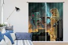 3D Cat Robot Helicopter N122 Photo Curtain Printing Fabric Window Vincent Amy