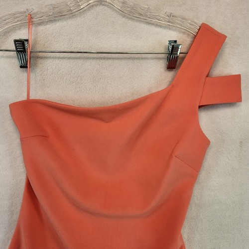 Vestido para mujer Likely mini abertura un hombro coral liso mezcla de poliéster talla 4 - Imagen 3 de 7