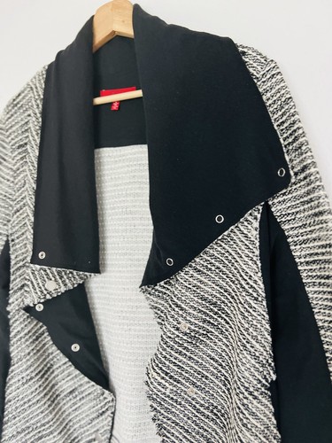 Giacca Saks Fifth Avenue nero/bianco motto asimmetrico taglia L bottoni a pressione tasche - Foto 4 di 8