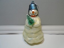 GLASS SNOWMAN HOLDING A CHRISTMAS TREE 5" ORNAMENT UNBRANDED CB3572 