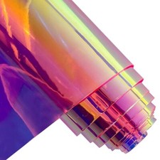 16 Gauge Holographic Iridescent Plastic Vinyl 16"x54" Transparent Vinyl Fab...