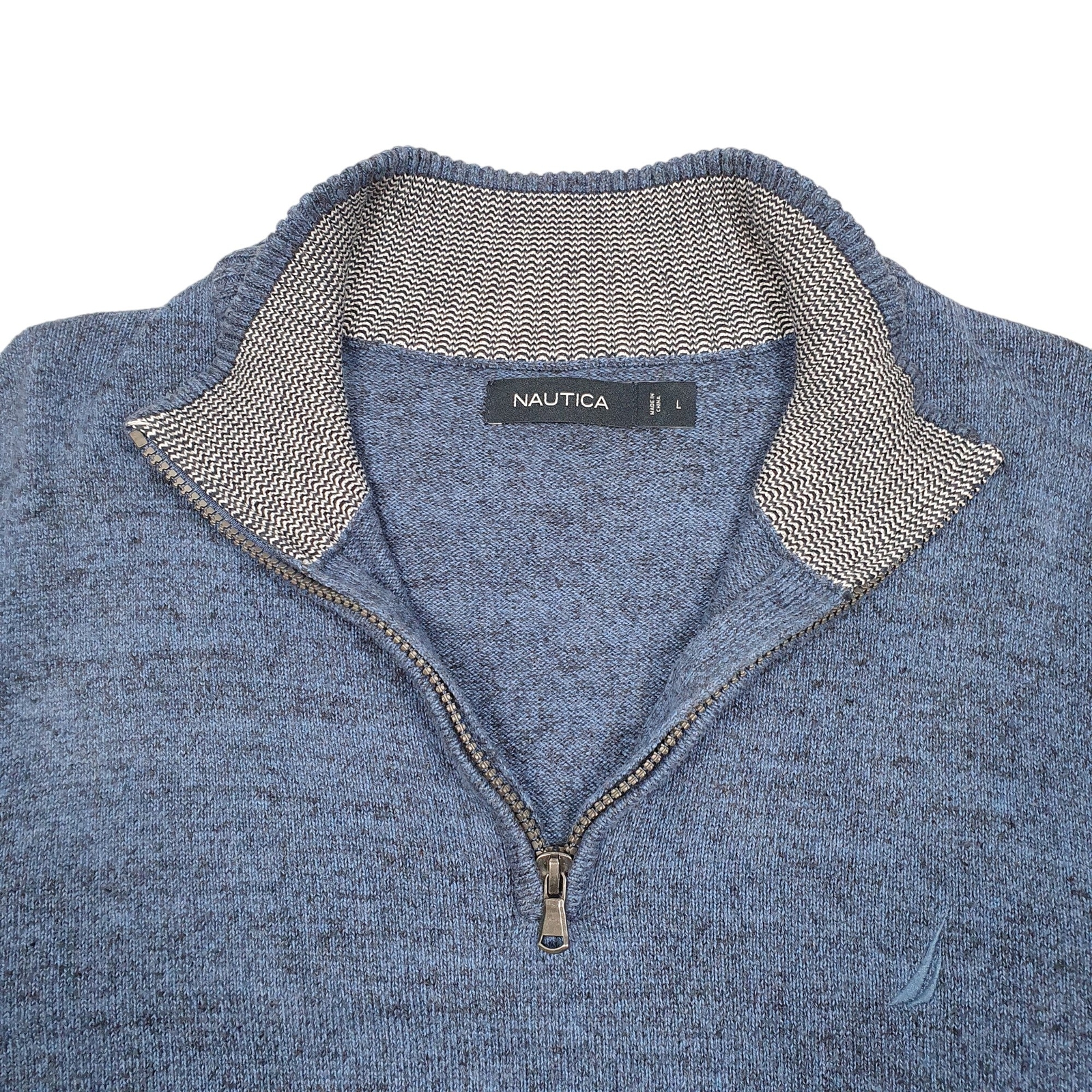 NAUTICA 1/4 Quarter Zip Knit Jumper Sweatshirt Mens L image 2