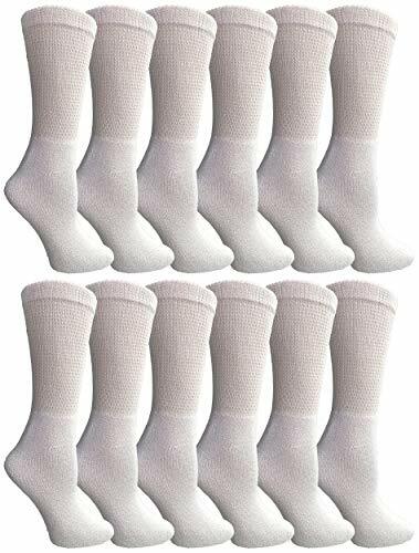 12 Pairs Women's Cotton Diabetic Non-Binding Crew Socks - Size 9-11 White - Bild 45 von 47