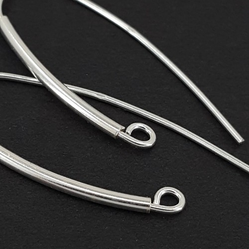 32mm Long Wire Tube Earring Hooks 100% 925 Sterling Silver For Making Earrings - Picture 9 of 12