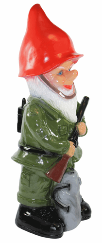 Enano de Jardín Decoración Figura Enano Soldado Con Rifle de Plástico H 49 CM - Imagen 4 de 5