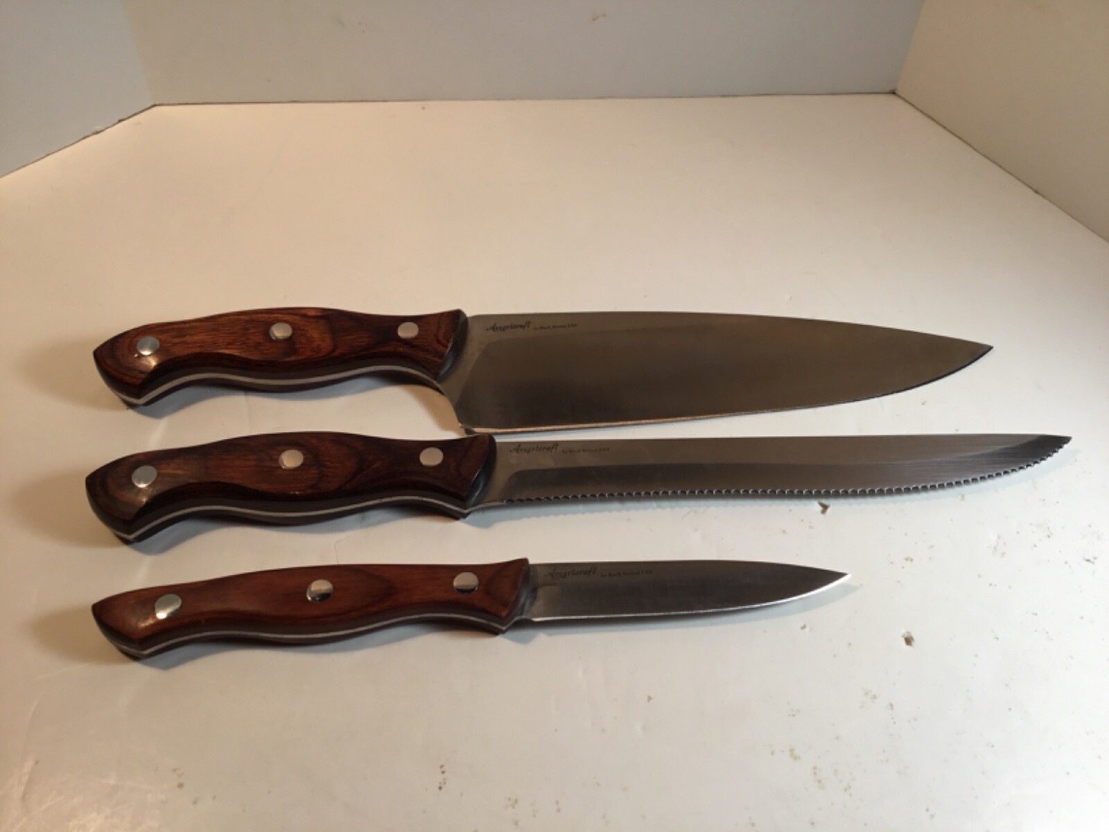 Set of 3 High Quality Americraft Buck Kitchen Knives eBay